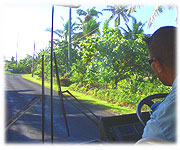 view out of the bus onto main road 